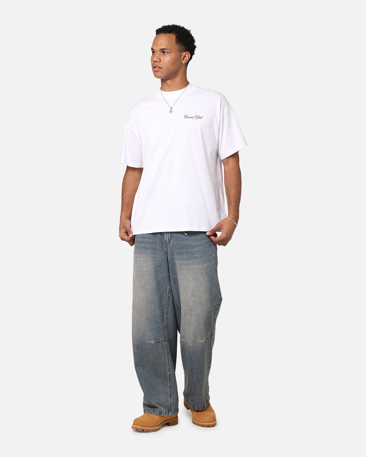 Carre Side Script Oversized T-Shirt White