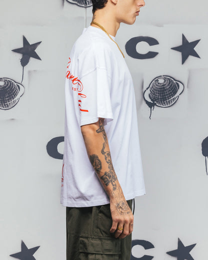 Carre Side Script Oversized T-Shirt White/Red