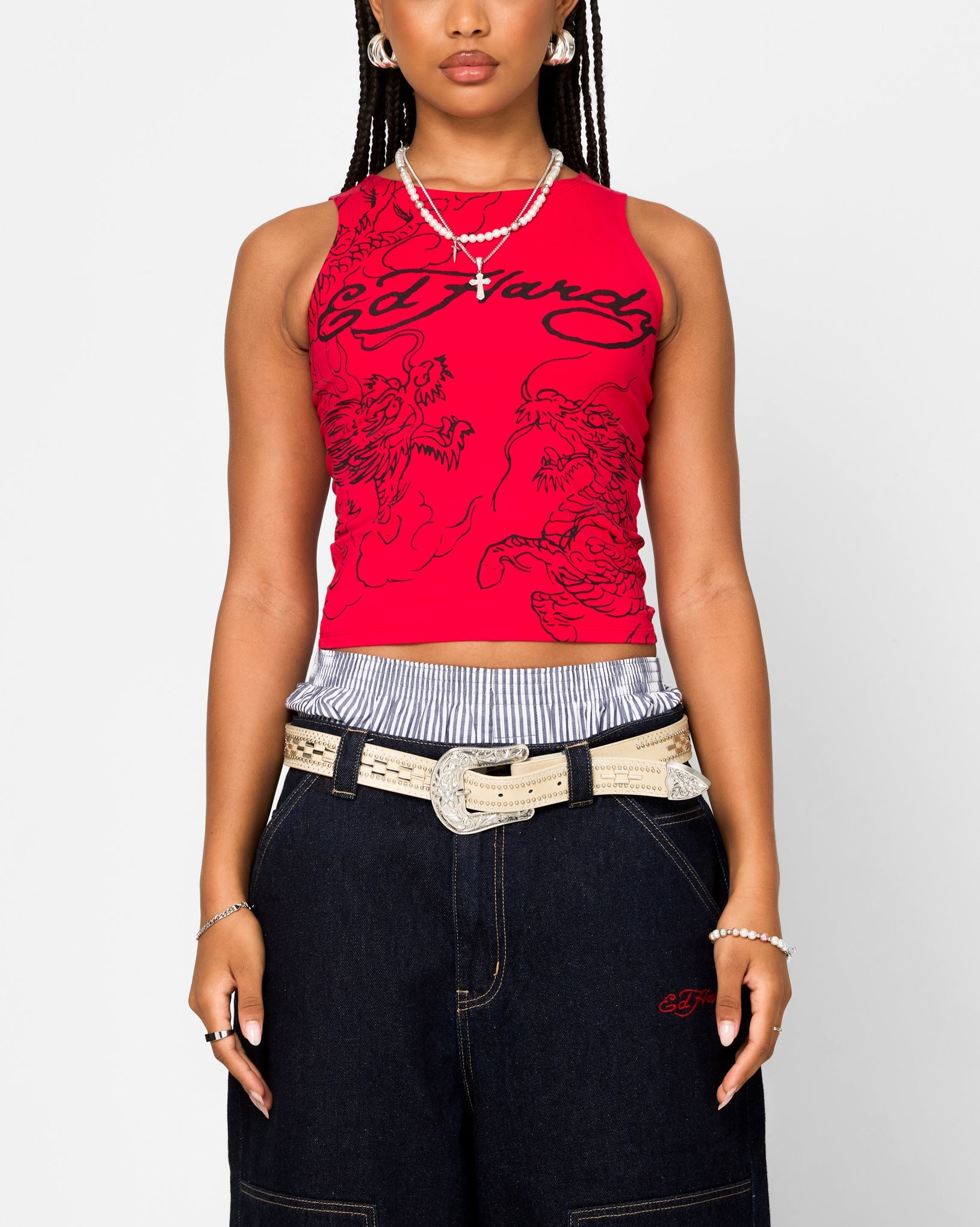 Ed Hardy Women's Dragon Tank Red