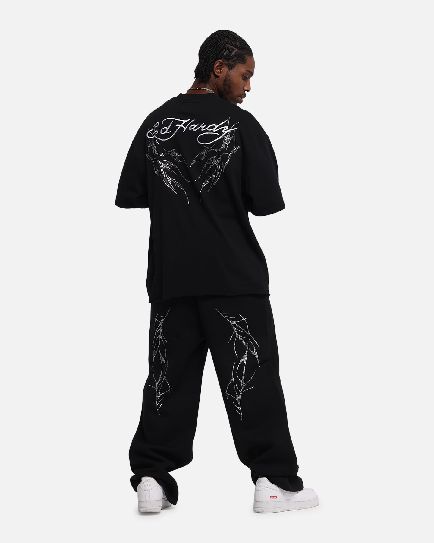 Ed Hardy Techno Rhinestone T-Shirt Black