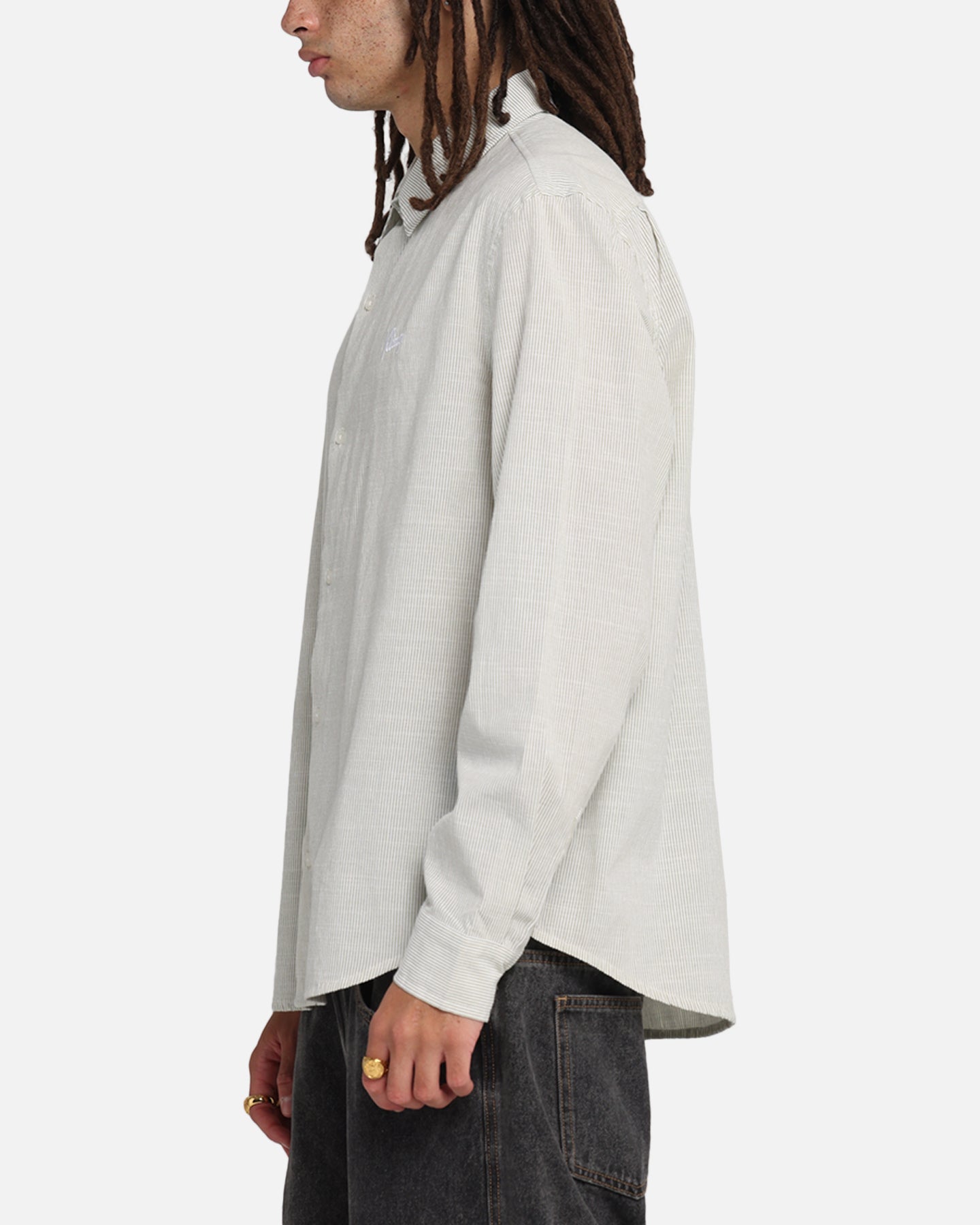 X-Large Oxford Script Button Up Shirt Olive