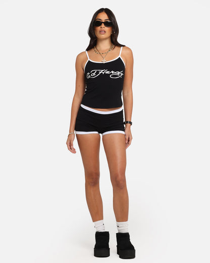 Ed Hardy Women's Logo Mini Shorts Black/White