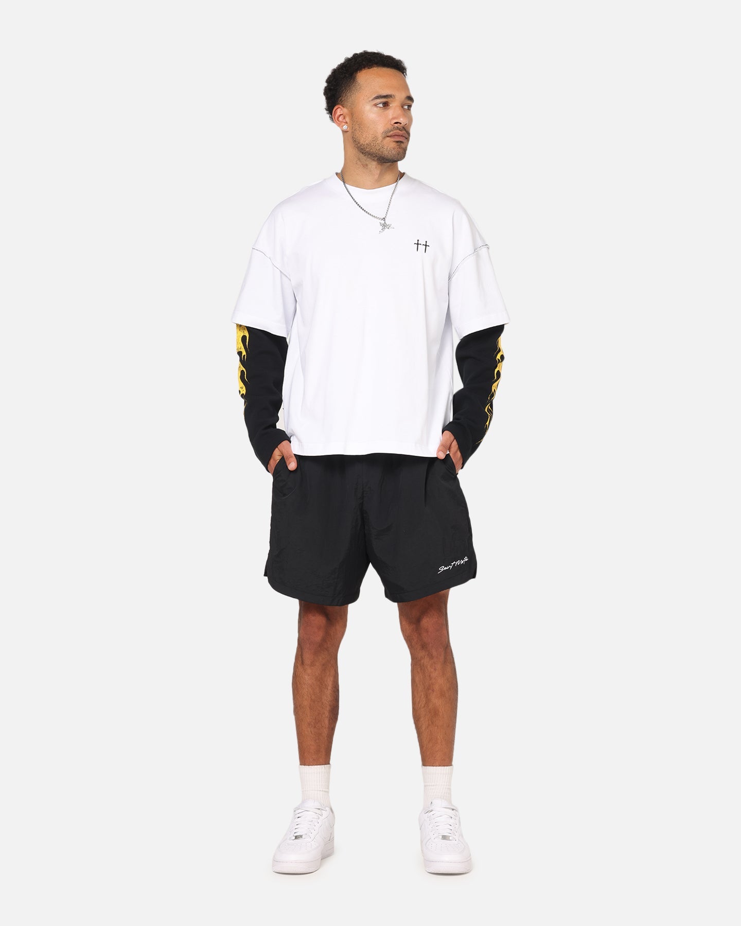 Saint Morta Scription Nylon Shorts Black
