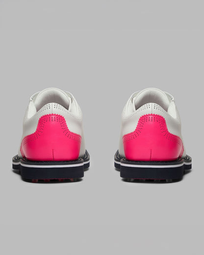 GALLIVANTER Leather Brogue Golf Shoes Snow/Knockout Pink