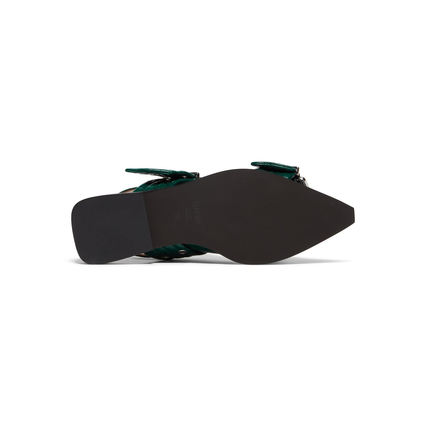 GANNI Feminine Buckle Ballerina Croco (Pineneedle)