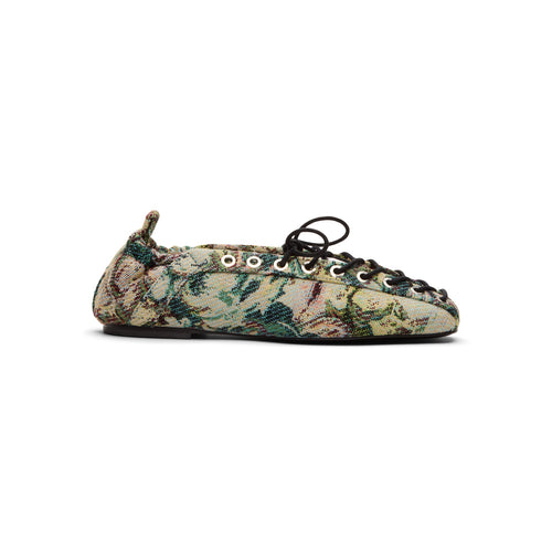 GANNI Lace Up Ballerina Tapestry (Jadeite)