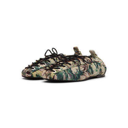 GANNI Lace Up Ballerina Tapestry (Jadeite)