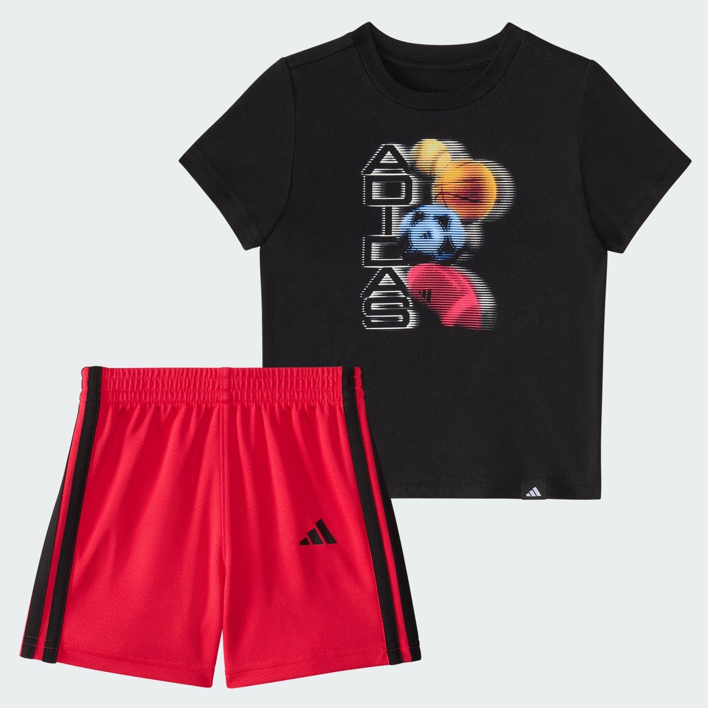 Kids' adidas Two-Piece Short Sleeve Graphic Cotton Tee and 3-Stripes Shorts Set