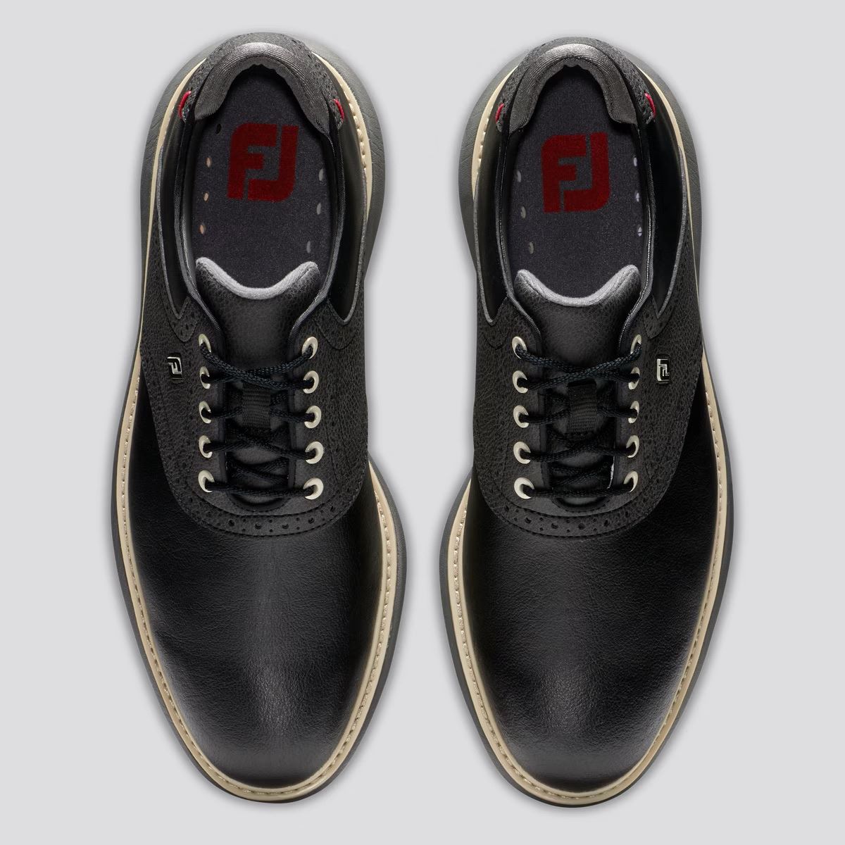 FJ Traditions Saddle Cleated Golf Shoes Black