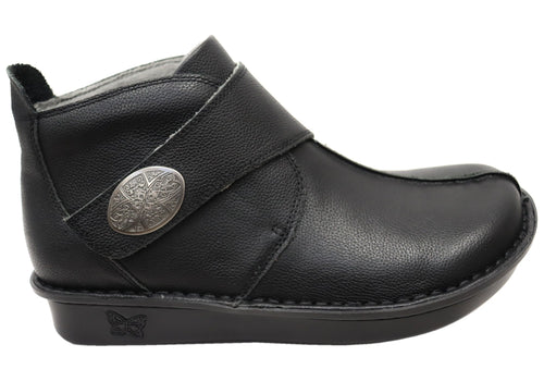 Alegria Caiti Womens Leather Ankle Boots With Adjustable Strap