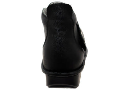 Alegria Caiti Womens Leather Ankle Boots With Adjustable Strap